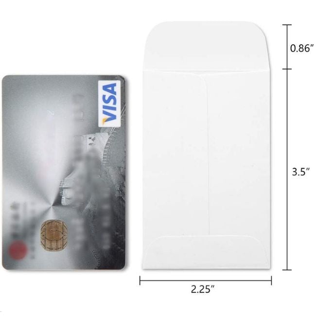 Credit card sized tip envelopes with gummed flaps, 2.25" x 3.5", ideal for spa and salon use