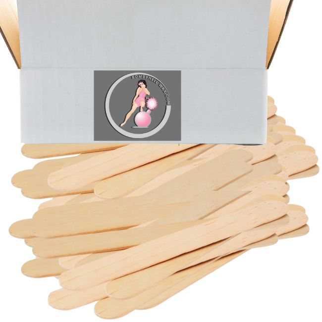 Premium Wood Bombshell Wax Applicators, Non-Sterile, Hair Removal Waxing Sticks, 5.5" Large | 100 count