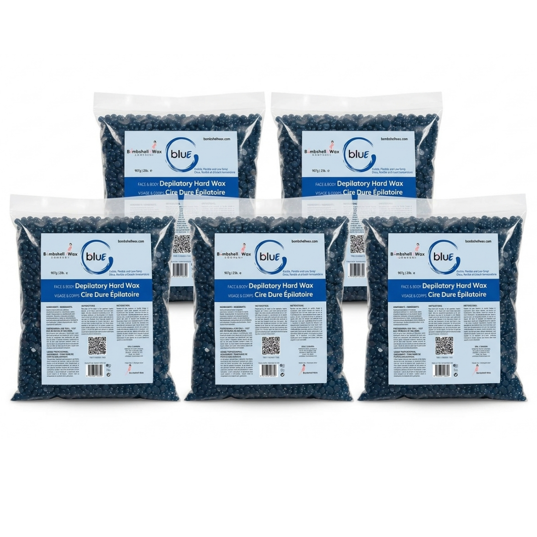 Bombshell Blue Hard Wax 10 lb bulk professional hard wax beads for salon and esthetician waxing
