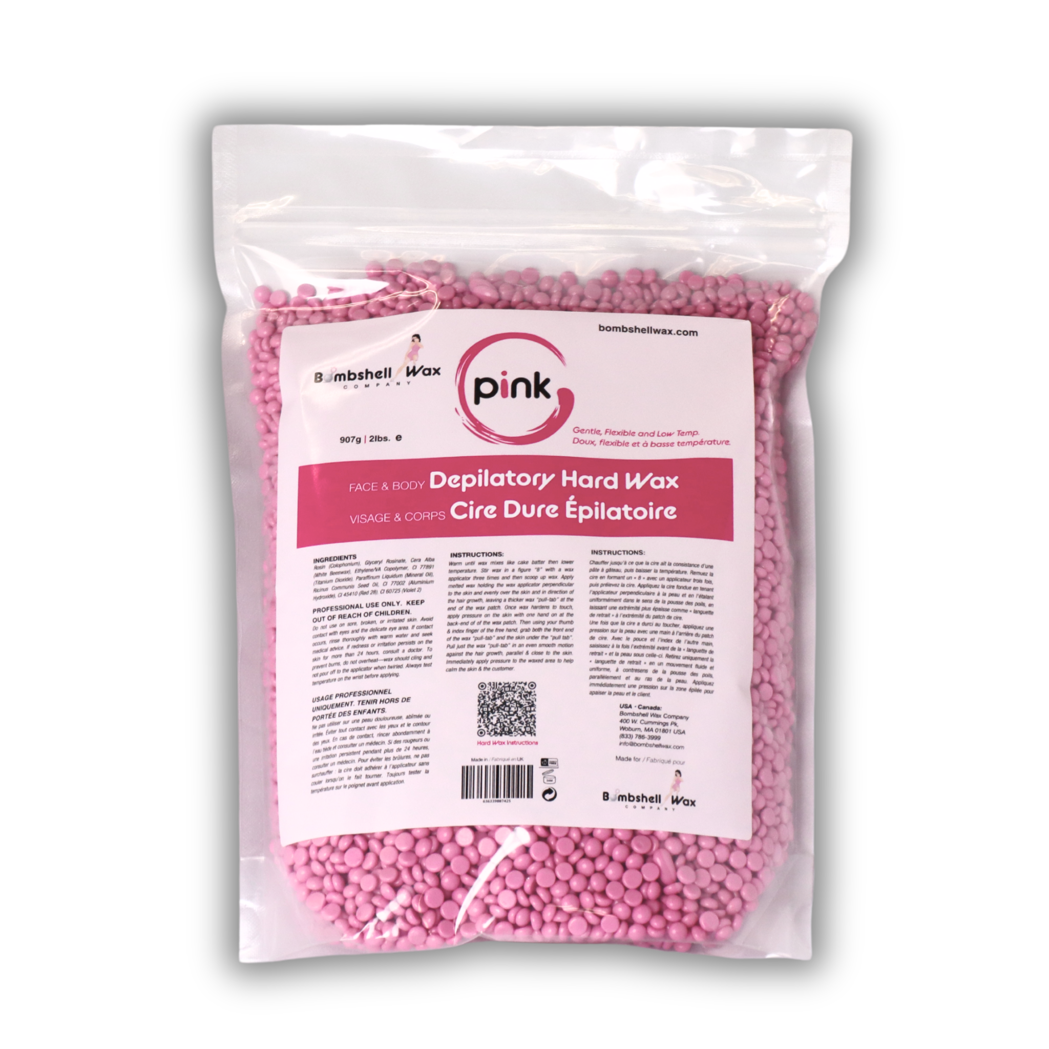 Pink Hard Wax – Fragrance-Free Formula