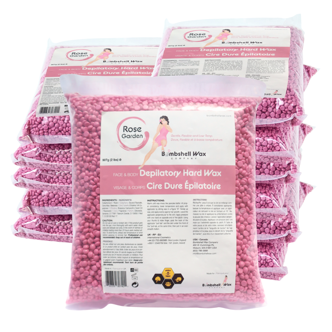 Rose Garden pink hard wax, 24 lb bulk size, creamy texture
