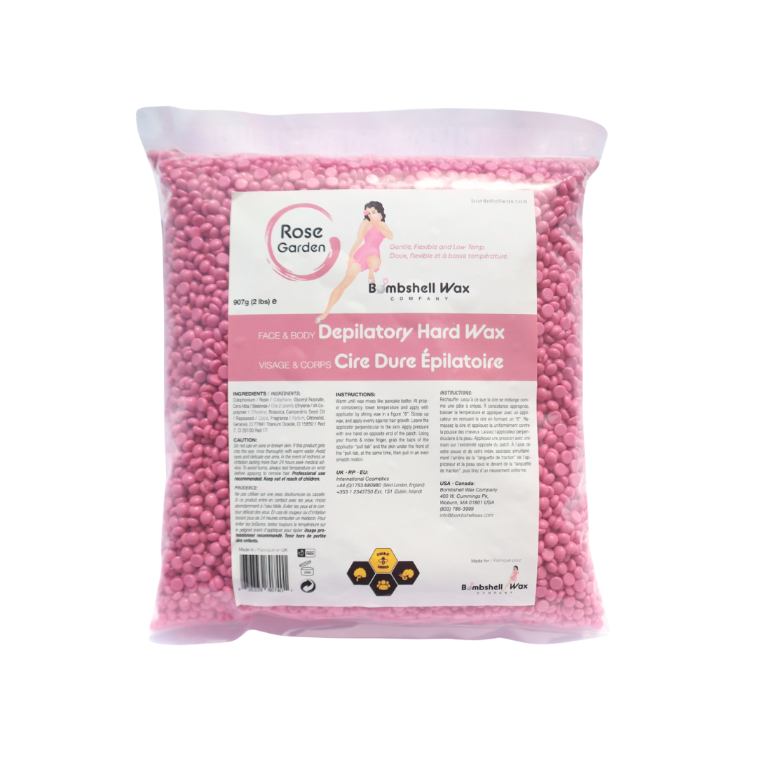 Rose Garden pink hard wax, 2 lb bag, creamy texture