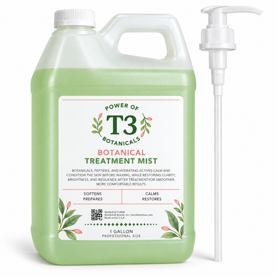 T3 Botanical Treatment Mist 1 gallon professional refill jug with pump for pre and post wax skin care