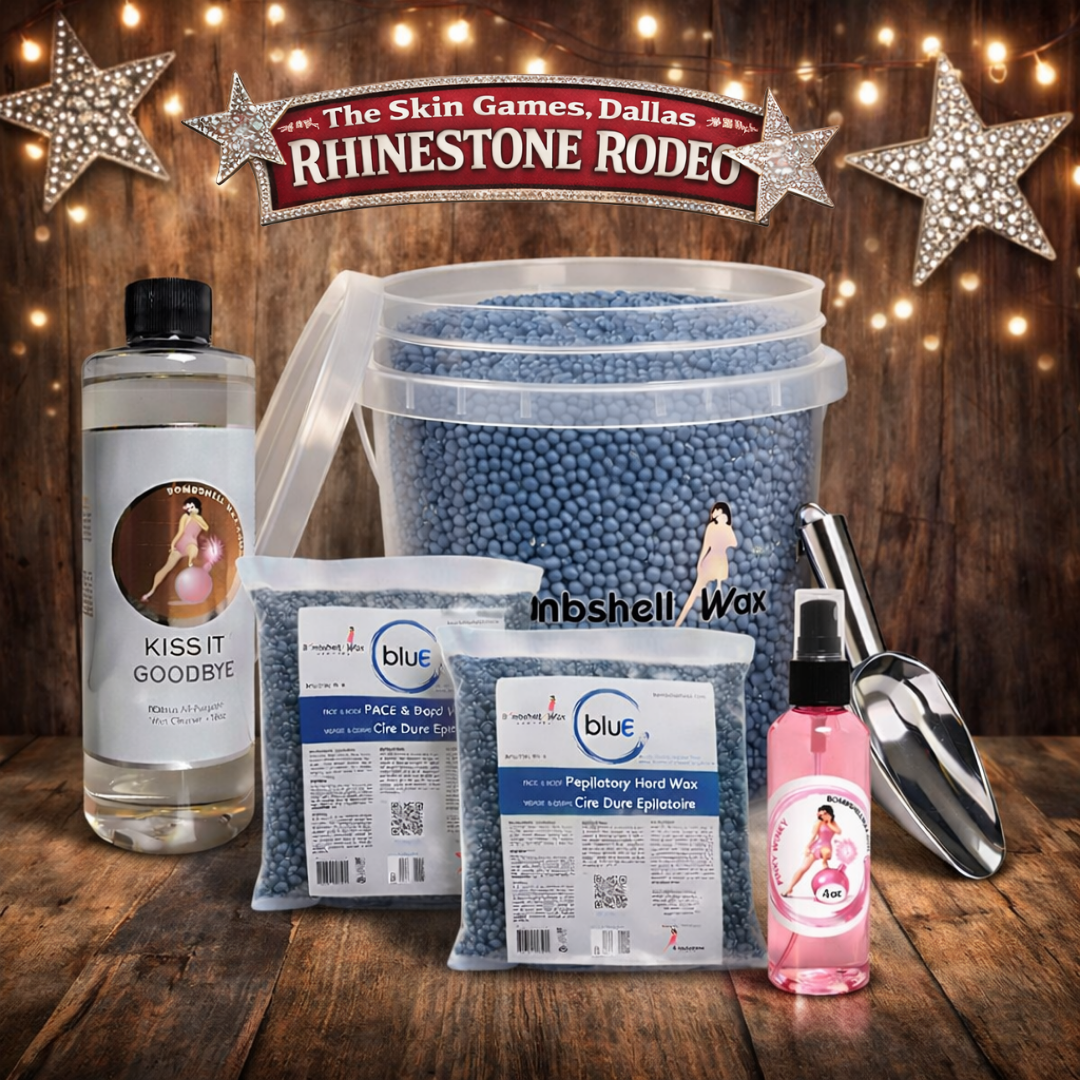 Professional Bombshell blue hard wax kit for Brazilian and body waxing services