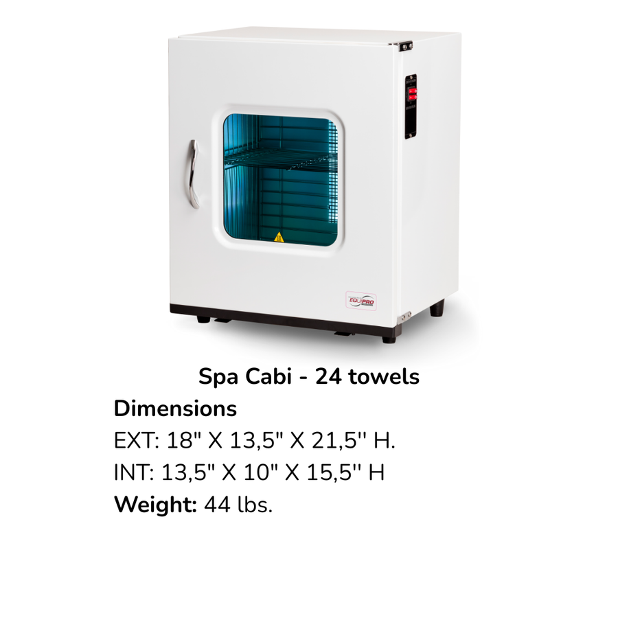 Equipro compact 24 towel hot towel warmer maintaining 80°C with UV sterilization for facial and spa services