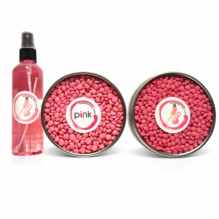 Professional pink hard wax sample set for face and body waxing