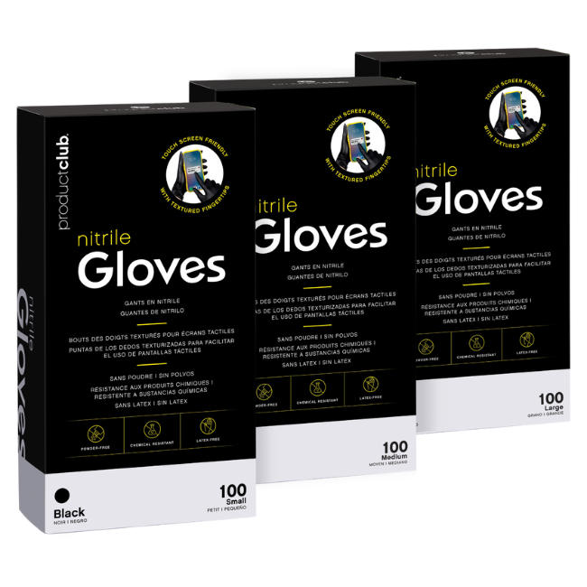 Three boxes of black nitrile gloves