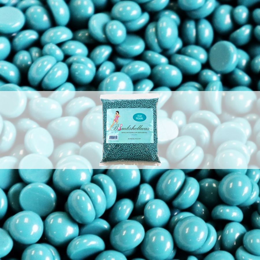 Fiji Pearl hard wax bag on background of hard wax beads