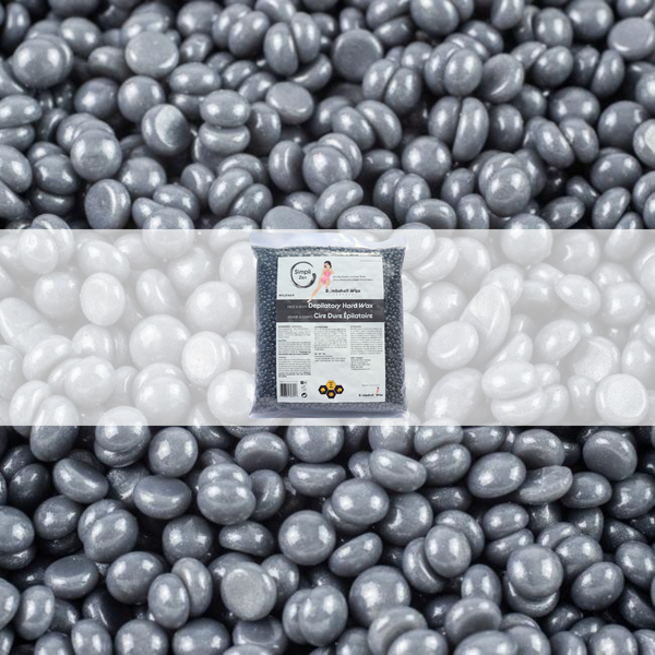 Simpli Zen hard wax bag on background of hard wax beads