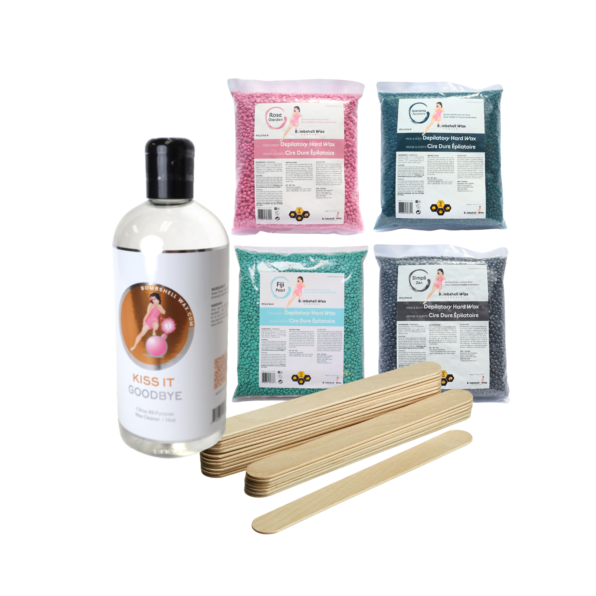 Bombshell Hard Wax Cleaner Kit | Hard Wax, Kiss It Goodbye Cleaner, & Applicators