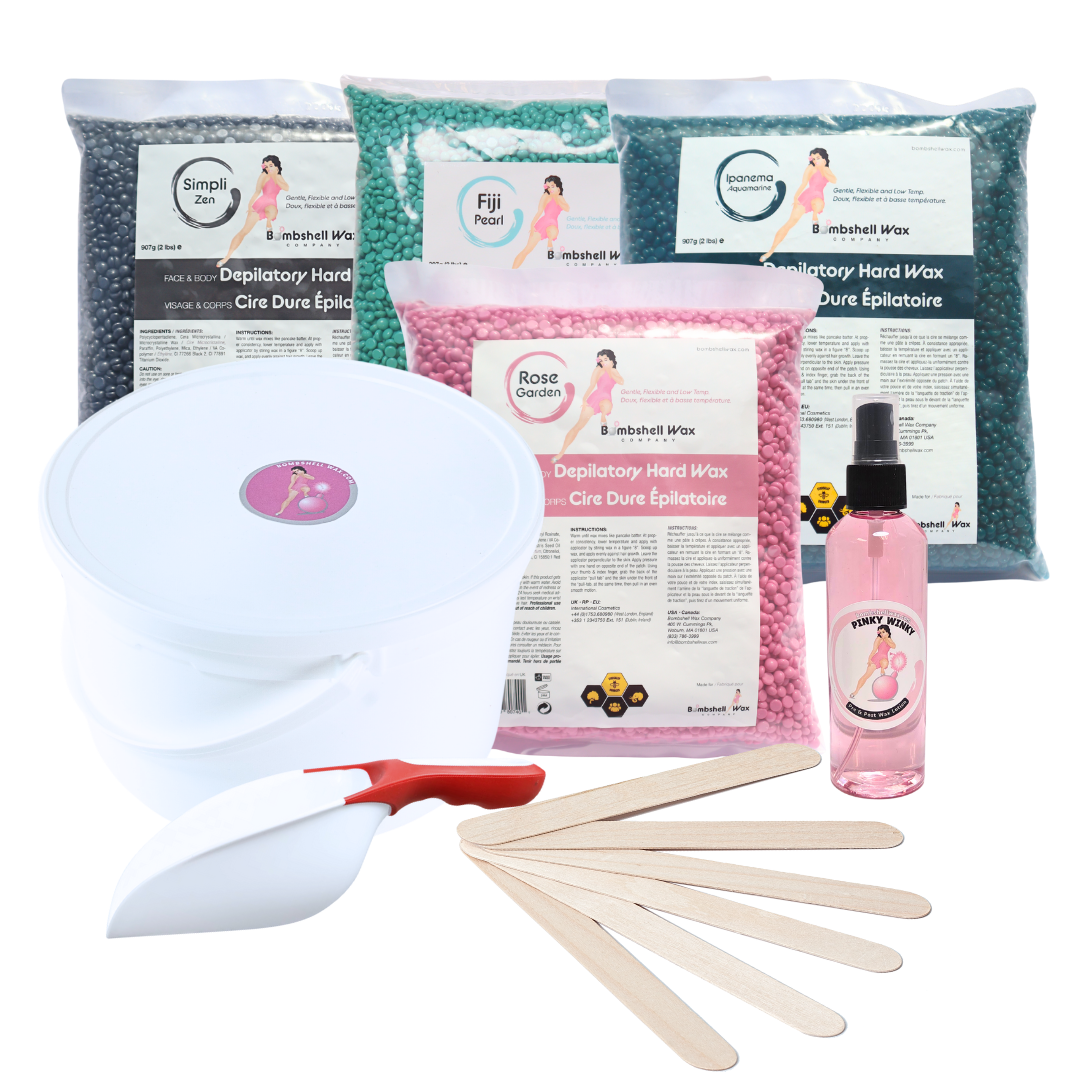 Bombshell Waxing Storage Kit | Hard Wax, Mineral Oil, and Applicators