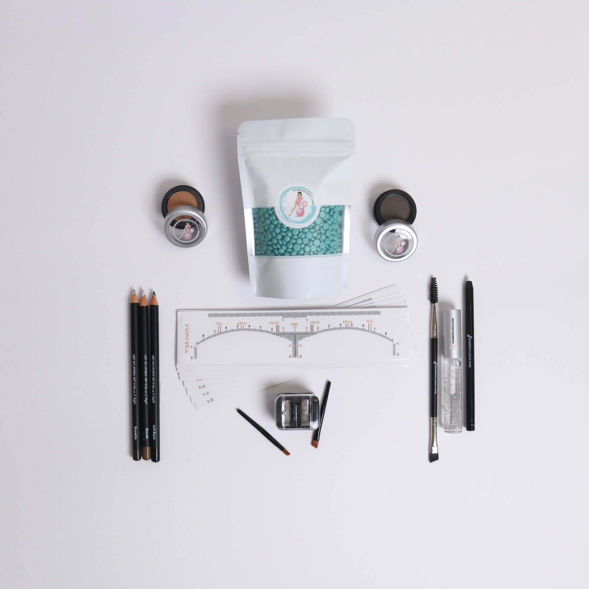 Bombshell Brow Artistry Essentials Kit – Complete Professional Brow Shaping & Styling Set with Wax, Pencils, Powders & Tools
