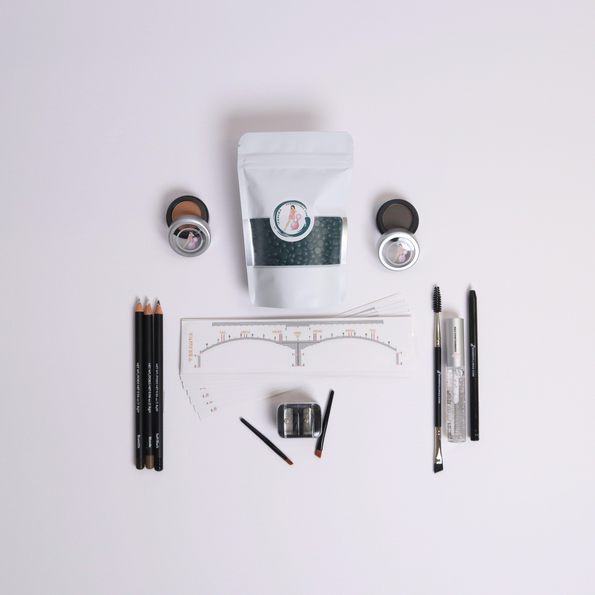 Bombshell Brow Artistry Essentials Kit – Complete Professional Brow Shaping & Styling Set with Wax, Pencils, Powders & Tools