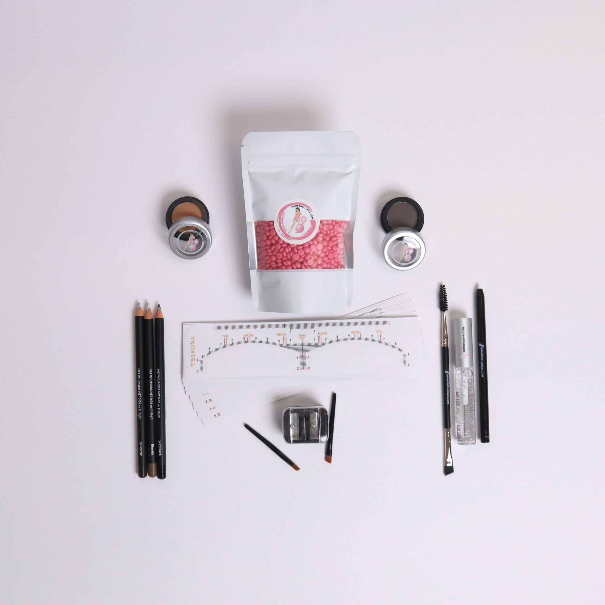 Bombshell Brow Artistry Essentials Kit – Complete Professional Brow Shaping & Styling Set with Wax, Pencils, Powders & Tools