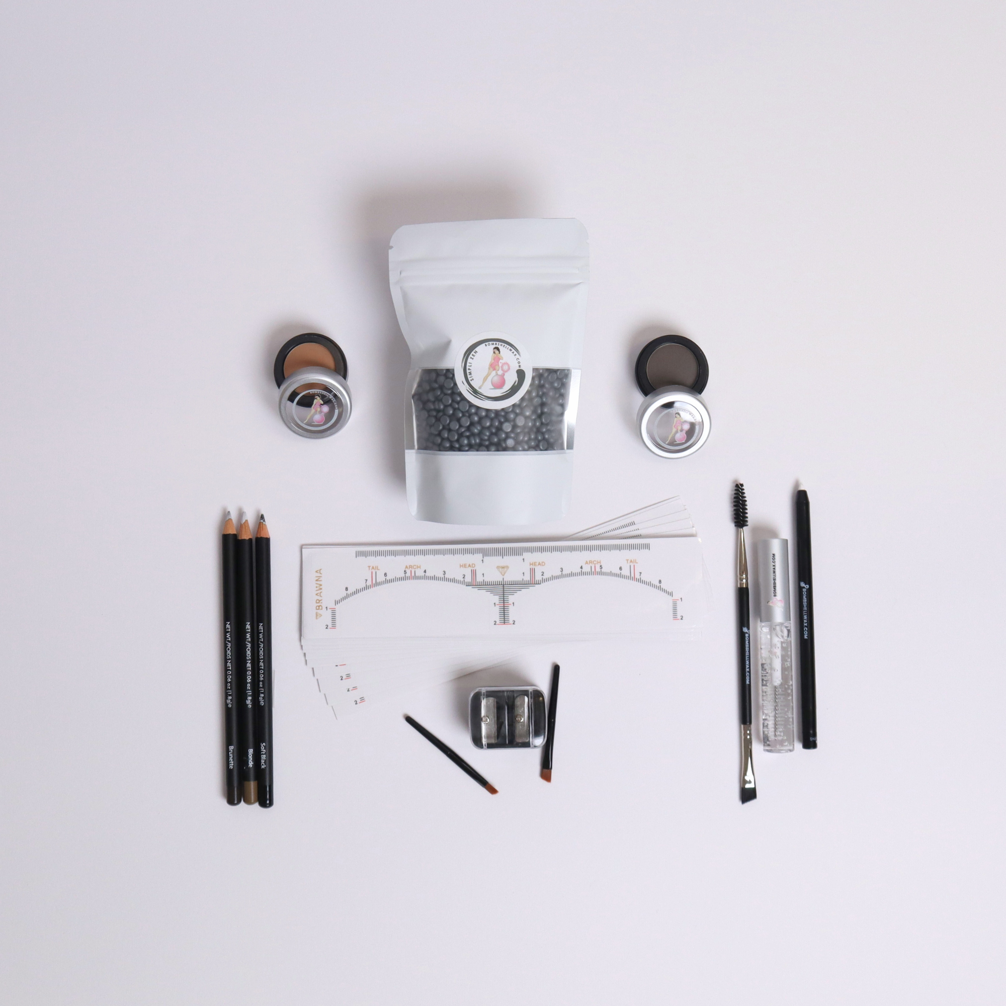 Bombshell Brow Artistry Essentials Kit – Complete Professional Brow Shaping & Styling Set with Wax, Pencils, Powders & Tools