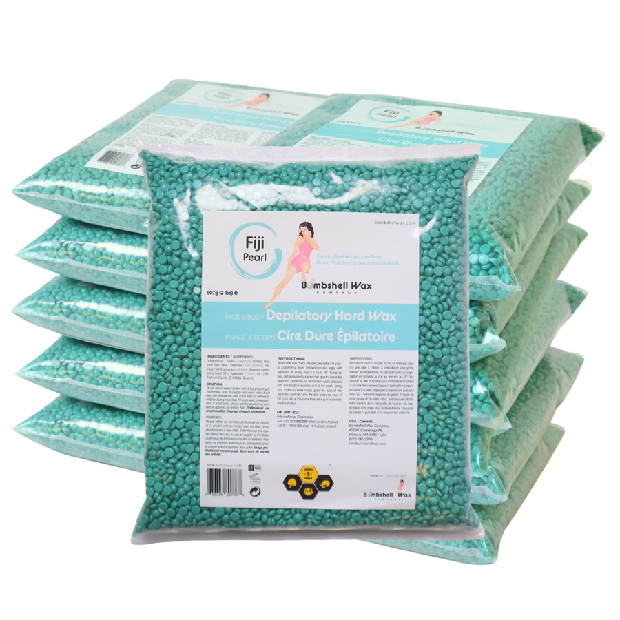 Fiji Pearl teal hard wax, 24 lb bulk size, creamy texture