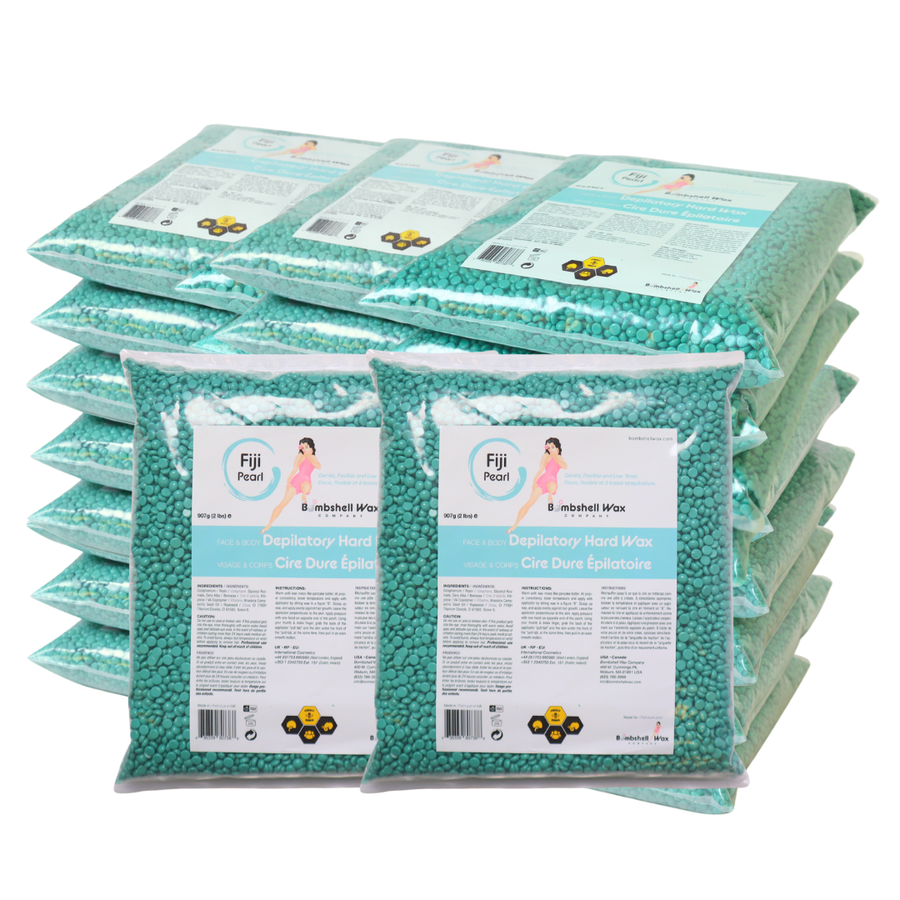 Fiji Pearl teal hard wax, 46 lb bulk size, creamy texture