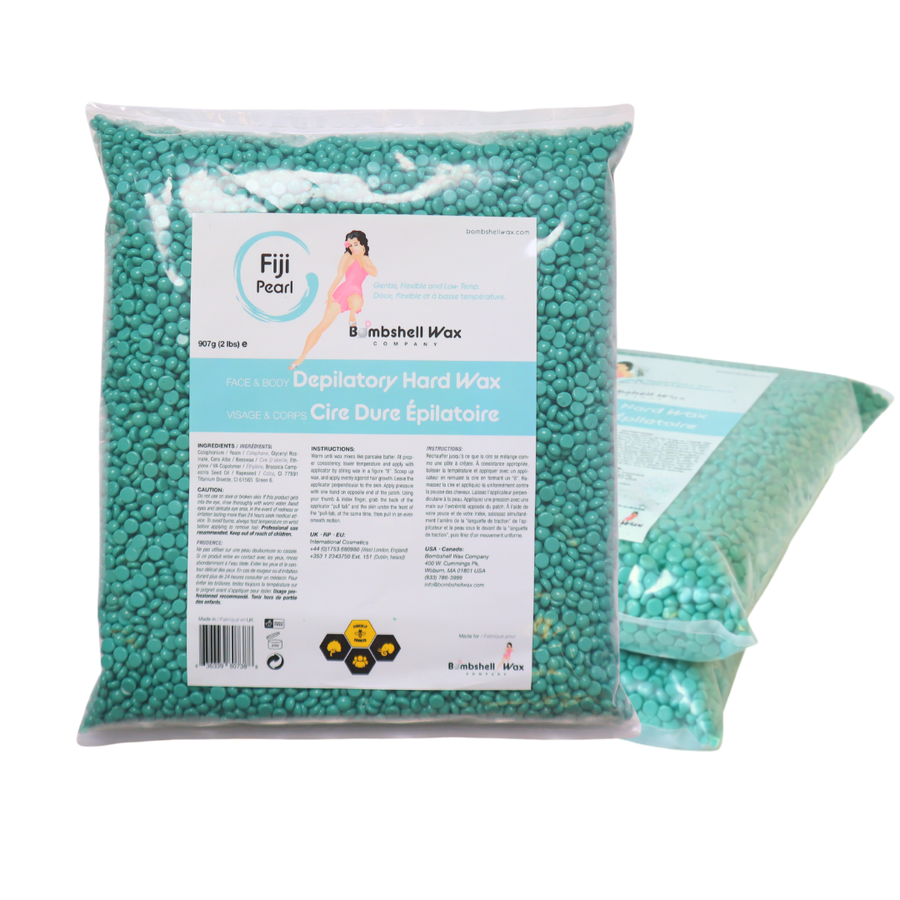 Fiji Pearl teal hard wax, 6 lb, creamy texture