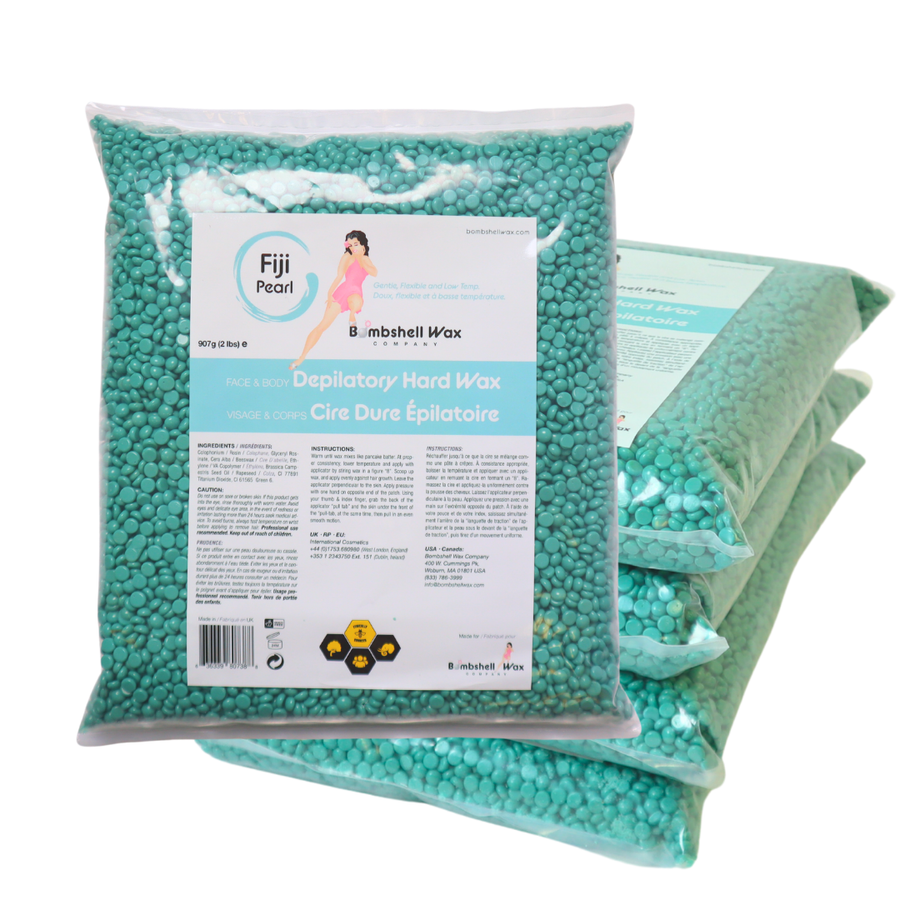 Fiji Pearl teal hard wax, 10 lb, creamy texture