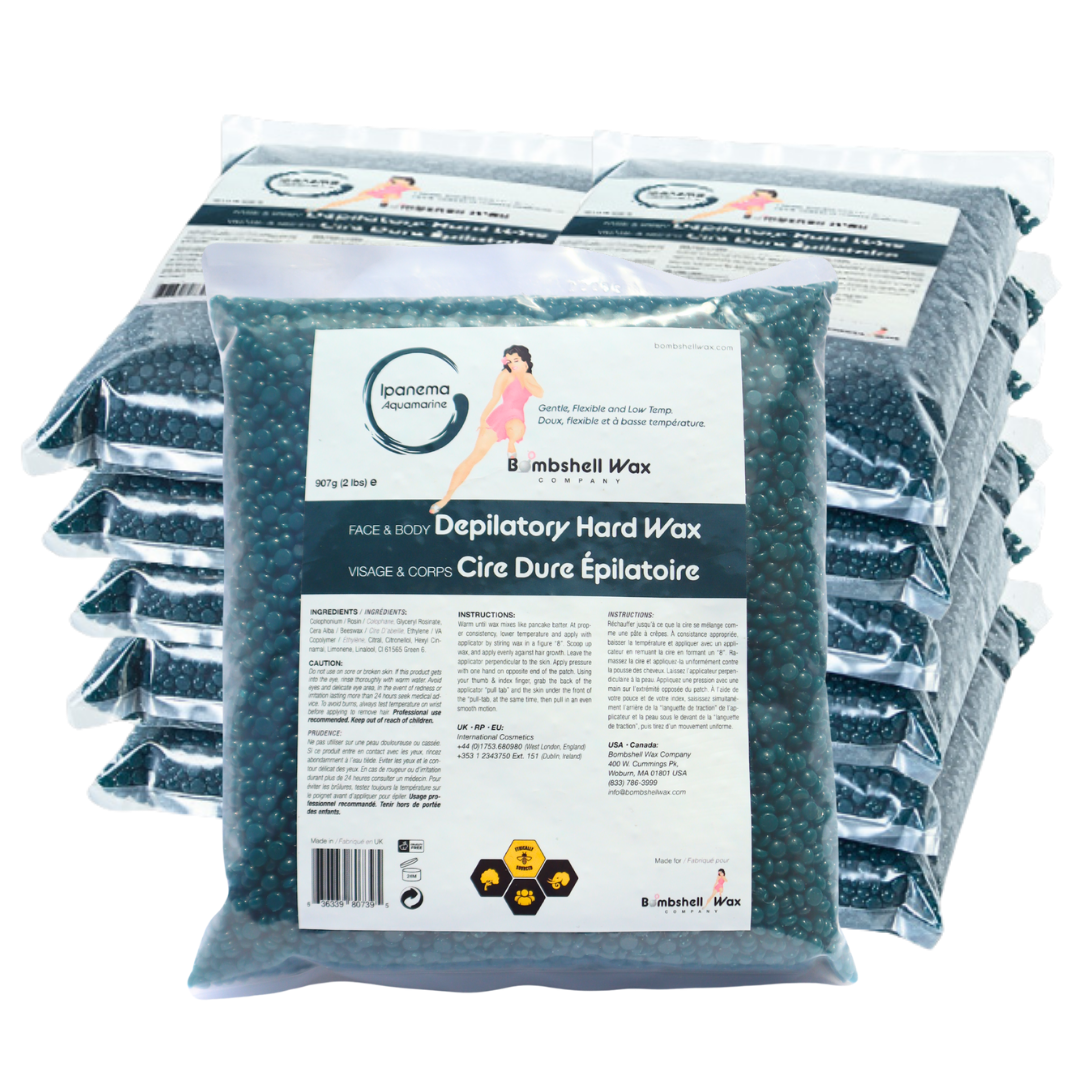 Ipanema blue hard wax, 24 lb bulk size, gel texture