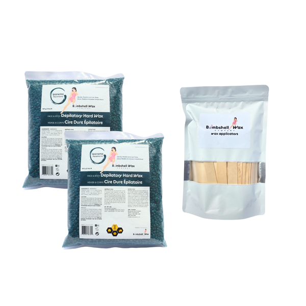 Two bags of Ipanema depilatory hair removal hard wax and a pack of wooden applicators