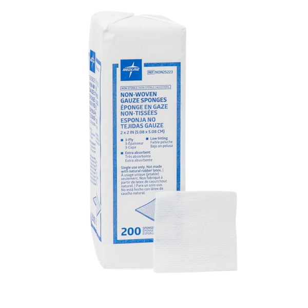 Package of 2"x2" non-woven gauze sponges