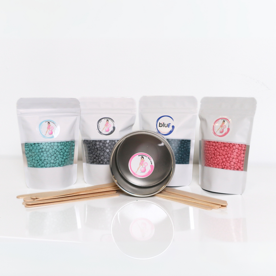 Bombshell Hard Wax Kit Samples with 4 Blends & Applicators