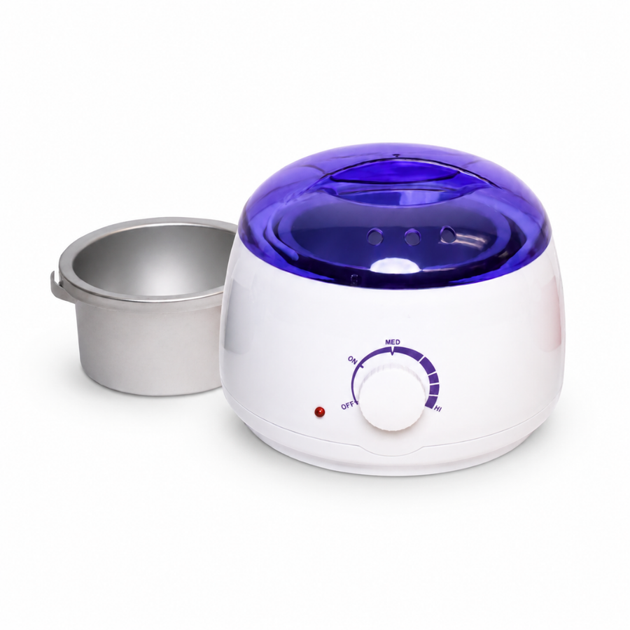 At-home wax warmer, reusable metal insert for Bombshell hard wax beads and professional waxing.