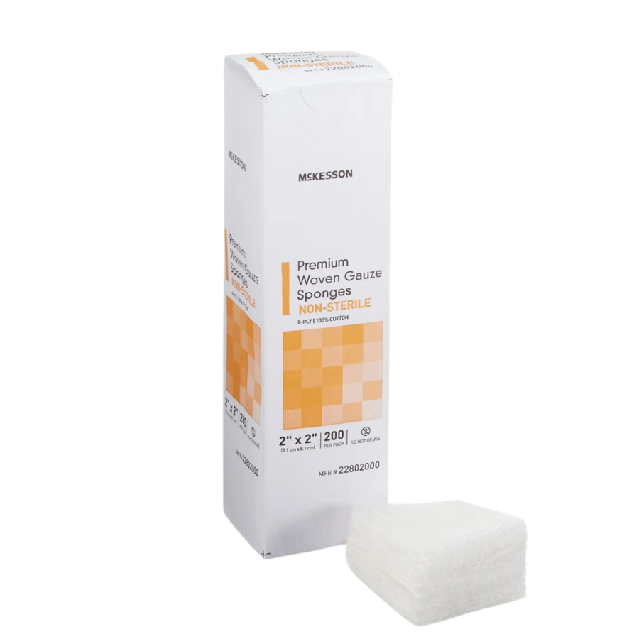 Package of 2"x2" woven gauze sponges